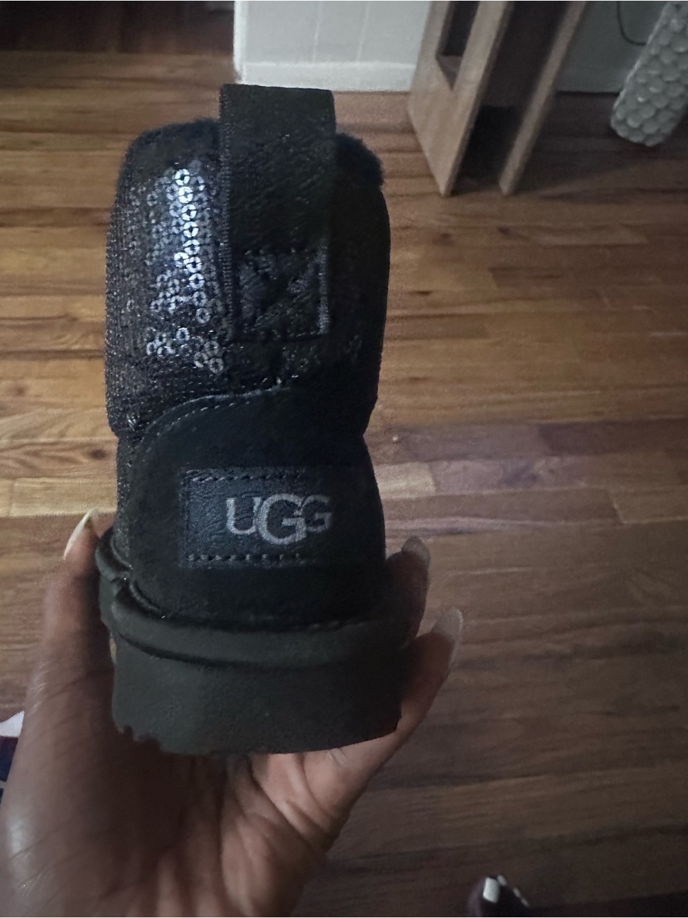 UGG Kids Black Sequin Classic Boot